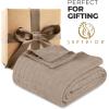 Superior Basketweave Cotton Blanket, Basket Weave Design, Soft, Comfy Cover for Bed, Bedding, Bedroom, Couch Throw, Lounging, Modern Boho Medium Weighted Blankets, Throw Size, Gold(Khaki)