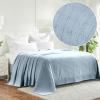 Superior Basketweave Cotton Blanket, Basket Weave Design, Soft, Comfy Cover for Bed, Bedding, Bedroom, Couch Throw, Lounging, Modern Boho Medium Weighted Blankets, Throw Size, Gold(Light Blue)