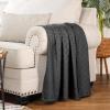 Superior Basketweave Cotton Blanket, Basket Weave Design, Soft, Comfy Cover for Bed, Bedding, Bedroom, Couch Throw, Lounging, Modern Boho Medium Weighted Blankets, Throw Size, Gold(Charcoal)