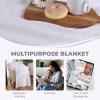 Superior Basketweave Cotton Blanket, Basket Weave Design, Soft, Comfy Cover for Bed, Bedding, Bedroom, Couch Throw, Lounging, Modern Boho Medium Weighted Blankets, Throw Size, Gold(White)