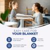 Superior Basketweave Cotton Blanket, Basket Weave Design, Soft, Comfy Cover for Bed, Bedding, Bedroom, Couch Throw, Lounging, Modern Boho Medium Weighted Blankets, Throw Size, Gold(Denim Blue)