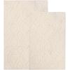 Superior Bath Rug Set, Small Area Rugs for Bathroom, Kitchen Decor, Machine Washable, Non-Slip Bathmat Rug, High-Low Jacquard Mat, Geometric Diamond Accent, Brou Collection, Set of 2, Medium, Ivory(Ivory – Brou)