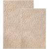 Superior Bath Rug Set, Small Area Rugs for Bathroom, Kitchen Decor, Machine Washable, Non-Slip Bathmat Rug, High-Low Jacquard Mat, Geometric Diamond Accent, Brou Collection, Set of 2, Medium, Ivory(Beige – Brou)