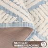 Superior Bath Rug Set, Small Area Rugs for Bathroom, Kitchen Decor, Machine Washable, Non-Slip Bathmat Rug, High-Low Jacquard Mat, Geometric Diamond Accent, Brou Collection, Set of 2, Medium, Ivory(Blue – Cton)
