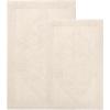 Superior Bath Rug Set, Small Area Rugs for Bathroom, Kitchen Decor, Machine Washable, Non-Slip Bathmat Rugs, Fluffy, Tufted Shag, Striped Accent Rug, Inaya Collection, Set of 2, Large, White/Grey(Ivory – Myra)