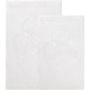 Superior Bath Rug Set, Small Area Rugs for Bathroom, Kitchen Decor, Machine Washable, Non-Slip Bathmat Rugs, Fluffy, Tufted Shag, Striped Accent Rug, Inaya Collection, Set of 2, Large, White/Grey(White – Myra)
