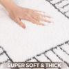 Superior Bath Rug Set, Small Area Rugs for Bathroom, Kitchen Decor, Machine Washable, Non-Slip Bathmat Rugs, Fluffy, Tufted Shag, Striped Accent Rug, Inaya Collection, Set of 2, Large, White/Grey(White – Grey)