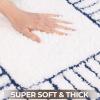 Superior Bath Rug Set, Small Area Rugs for Bathroom, Kitchen Decor, Machine Washable, Non-Slip Bathmat Rugs, Fluffy, Tufted Shag, Striped Accent Rug, Inaya Collection, Set of 2, Large, White/Grey(White – Navy)