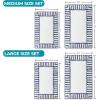 Superior Bath Rug Set, Small Area Rugs for Bathroom, Kitchen Decor, Machine Washable, Non-Slip Bathmat Rugs, Fluffy, Tufted Shag, Striped Accent Rug, Inaya Collection, Set of 2, Large, White/Grey(White – Navy)