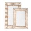 Superior Bath Rug Set, Small Area Rugs for Bathroom, Kitchen Decor, Machine Washable, Non-Slip Bathmat Rugs, Fluffy, Tufted Shag, Striped Accent Rug, Inaya Collection, Set of 2, Large, White/Grey(White – Beige)