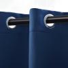 Superior Blackout Curtains, Room Darkening Window Accent for Bedroom, Sun Blocking, Thermal, Modern Bohemian Curtains, Leaves Collection, Set of 2 Panels, 8 Grommets, 52″ x 63″, Navy Blue