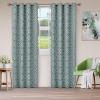Superior Bohemian Trellis Quality Soft, Insulated, Thermal, Woven Blackout Grommet Printed Curtain Panel Pair (Set Of 2) 52″ x 108″ – White(Teal)