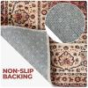 Superior Boho Floral Medallion Washable Rug, Non-Skid Backing, Pet & Kid Friendly, Easy Care, Non-Slip Rugs for Living Room, Kitchen, Bedroom, Low Pile Area Rug, Toucan Collection, 9′ x 12′, Beige(A Beige – Red)