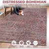 Superior Boho Floral Medallion Washable Rug, Non-Skid Backing, Pet & Kid Friendly, Easy Care, Non-Slip Rugs for Living Room, Kitchen, Bedroom, Low Pile Area Rug, Toucan Collection, 9′ x 12′, Beige(Manakin – Teal)