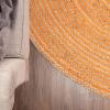 Superior Braided Dyed Jute Handwoven Indoor Area Rug, Jute Floor Decor For Living Room, Hallway, Entry, Dining Room, Bedroom, Office, Apartment, Hand-Woven Modern Farmhouse Rugs, 2′ 6″ x 8′, Navy Blue(Orange)