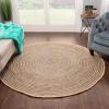 Superior Braided Dyed Jute Handwoven Indoor Area Rug, Jute Floor Decor for Dining Room, Office, Dorm, Kitchen, Entry, Hand-Woven Modern Farmhouse Rugs, 6′ Round, Navy Blue(Light Blue)