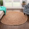Superior Braided Dyed Jute Handwoven Indoor Area Rug, Jute Floor Decor for Dining Room, Office, Dorm, Kitchen, Entry, Hand-Woven Modern Farmhouse Rugs, 6′ Round, Navy Blue(Coffee)