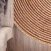 Superior Braided Dyed Jute Handwoven Indoor Area Rug, Jute Floor Decor for Dining Room, Office, Dorm, Kitchen, Entry, Hand-Woven Modern Farmhouse Rugs, 6′ Round, Navy Blue(Coffee)