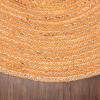 Superior Braided Dyed Jute Handwoven Indoor Area Rug, Jute Floor Decor for Dining Room, Office, Dorm, Kitchen, Entry, Hand-Woven Modern Farmhouse Rugs, 6′ Round, Navy Blue(Orange)
