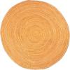 Superior Braided Dyed Jute Handwoven Indoor Area Rug, Jute Floor Decor for Dining Room, Office, Dorm, Kitchen, Entry, Hand-Woven Modern Farmhouse Rugs, 6′ Round, Navy Blue(Orange)