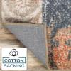Superior Bristol Collection Area Rug, 8mm Pile Height with Jute Backing, Chic Geometric Damask Patchwork Design, Fashionable and Affordable Woven Rugs – 4′ x 6′ Rug, Ivory & Light Blue(Midnight Navy-salmon)