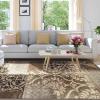 Superior Bristol Collection Area Rug, 8mm Pile Height with Jute Backing, Chic Geometric Damask Patchwork Design, Fashionable and Affordable Woven Rugs – 4′ x 6′ Rug, Beige & Brown(Ivory-light Blue – Z)