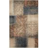 Superior Bristol Collection Area Rug, 8mm Pile Height with Jute Backing, Chic Geometric Damask Patchwork Design, Fashionable and Affordable Woven Rugs – 4′ x 6′ Rug, Beige & Brown(Midnight Navy-salmon – Z)
