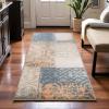 Superior Bristol Collection Area Rug, 8mm Pile Height with Jute Backing, Chic Geometric Damask Patchwork Design, Fashionable and Affordable Woven Rugs – 4′ x 6′ Rug, Ivory & Light Blue(Midnight Navy-salmon)