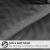 Superior Brushed Microfiber 1 cm Striped Comforter, Down Alternative Bedding, Reversible, Medium Weight, Fluffy, Decorative, Plush Duvet Insert, Oversized Blanket, Box Quilt Design, Full/Queen, Black(Charcoal)