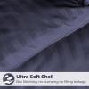 Superior Brushed Microfiber 1 cm Striped Comforter, Down Alternative Bedding, Reversible, Medium Weight, Fluffy, Decorative, Plush Duvet Insert, Oversized Blanket, Box Quilt Design, Full/Queen, Black(Navy Blue)