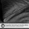 Superior Brushed Microfiber 1 cm Striped Comforter, Down Alternative Bedding, Reversible, Medium Weight, Fluffy, Decorative, Plush Duvet Insert, Oversized Blanket, Box Quilt Design, Full/Queen, Black(Charcoal)
