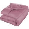 Superior Brushed Microfiber Solid Comforter, Down Alternative Bedding, Reversible, Medium Weight, Fluffy, Decorative, Duvet Insert, Oversized Blanket, Box Quilt Design, King, Winter Blue(Mauve)