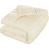 Superior Brushed Microfiber Solid Comforter, Down Alternative Bedding, Reversible, Medium Weight, Fluffy, Decorative, Duvet Insert, Oversized Blanket, Box Quilt Design, King, Winter Blue(Ivory)