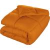 Superior Brushed Microfiber Solid Comforter, Down Alternative Bedding, Reversible, Medium Weight, Fluffy, Decorative, Duvet Insert, Oversized Blanket, Box Quilt Design, King, Winter Blue(Dusty Orange)