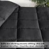 Superior Brushed Microfiber Solid Comforter, Down Alternative Bedding, Reversible, Medium Weight, Fluffy, Decorative, Duvet Insert, Oversized Blanket, Box Quilt Design, King, Winter Blue(Black)