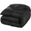 Superior Brushed Microfiber Solid Comforter, Down Alternative Bedding, Reversible, Medium Weight, Fluffy, Decorative, Duvet Insert, Oversized Blanket, Box Quilt Design, King, Winter Blue(Black)