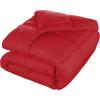 Superior Brushed Microfiber Solid Comforter, Down Alternative Bedding, Reversible, Medium Weight, Fluffy, Decorative, Duvet Insert, Oversized Blanket, Box Quilt Design, King, Winter Blue(Red)
