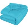Superior Brushed Microfiber Solid Comforter, Down Alternative Bedding, Reversible, Medium Weight, Fluffy, Decorative, Duvet Insert, Oversized Blanket, Box Quilt Design, King, Winter Blue(Winter Blue)