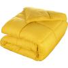Superior Brushed Microfiber Solid Comforter, Down Alternative Bedding, Reversible, Medium Weight, Fluffy, Decorative, Duvet Insert, Oversized Blanket, Box Quilt Design, King, Winter Blue(Yellow)