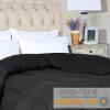 Superior Brushed Microfiber Solid Comforter, Down Alternative Bedding, Reversible, Medium Weight, Fluffy, Decorative, Duvet Insert, Oversized Blanket, Box Quilt Design, King, Winter Blue(Black)