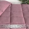Superior Brushed Microfiber Solid Comforter, Down Alternative Bedding, Reversible, Medium Weight, Fluffy, Decorative, Duvet Insert, Oversized Blanket, Box Quilt Design, King, Winter Blue(Mauve)