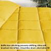 Superior Brushed Microfiber Solid Comforter, Down Alternative Bedding, Reversible, Medium Weight, Fluffy, Decorative, Duvet Insert, Oversized Blanket, Box Quilt Design, King, Winter Blue(Yellow)