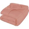 Superior Brushed Microfiber Solid Comforter, Down Alternative Bedding, Reversible, Medium Weight, Fluffy, Decorative, Duvet Insert, Oversized Blanket, Box Quilt Design, King, Winter Blue(Blush)