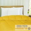 Superior Brushed Microfiber Solid Comforter, Down Alternative Bedding, Reversible, Medium Weight, Fluffy, Decorative, Duvet Insert, Oversized Blanket, Box Quilt Design, King, Winter Blue(Yellow)