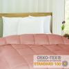 Superior Brushed Microfiber Solid Comforter, Down Alternative Bedding, Reversible, Medium Weight, Fluffy, Decorative, Duvet Insert, Oversized Blanket, Box Quilt Design, King, Winter Blue(Blush)