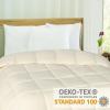 Superior Brushed Microfiber Solid Comforter, Down Alternative Bedding, Reversible, Medium Weight, Fluffy, Decorative, Duvet Insert, Oversized Blanket, Box Quilt Design, King, Winter Blue(Ivory)