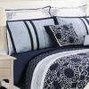 Superior Clarissa 8 Piece Embroidered and Pin-Tucked Comforter Set, California King, Blue(California King)