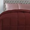 Superior Classic All-Season Reversible Comforter, Comfy, Fluffy, Cozy, Lightweight, Decorative, Duvet Insert, Plush, Oversized Bedding, Box Quilt Design, 4 Corner Loops, Full/Queen, Dusty Orange(Burgundy)