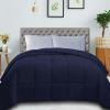 Superior Classic All-Season Reversible Comforter, Comfy, Fluffy, Cozy, Lightweight, Decorative, Duvet Insert, Plush, Oversized Bedding, Box Quilt Design, 4 Corner Loops, Full/Queen, Dusty Orange(Navy Blue)