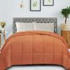 Superior Classic All-Season Reversible Comforter, Comfy, Fluffy, Cozy, Lightweight, Decorative, Duvet Insert, Plush, Oversized Bedding, Box Quilt Design, 4 Corner Loops, Full/Queen, Dusty Orange(Dusty Orange)